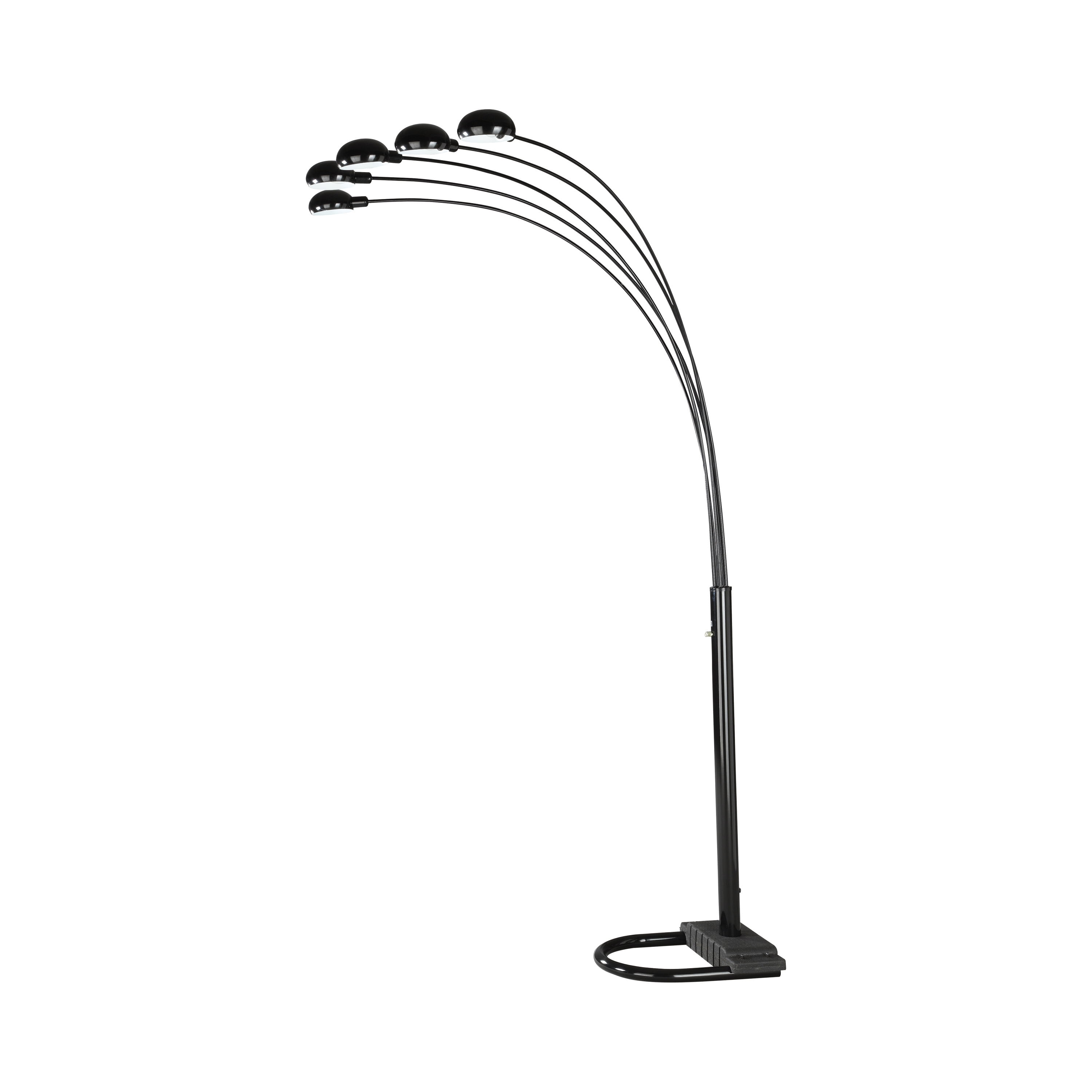 Contemporary Adjustable Black Arc Floor Lamp with Dimmer
