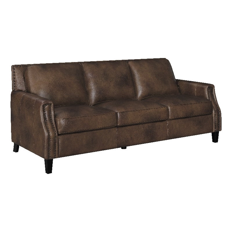 Leaton Upholstered Recessed Arms Sofa Brown Sugar