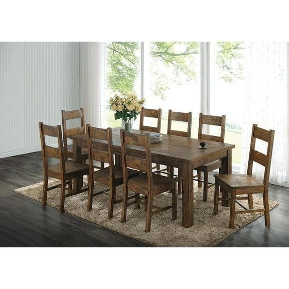 Coaster Company Coleman 7-Piece Farmhouse Solid Asian Hardwood Rustic Dining Room Set, Golden Brown
