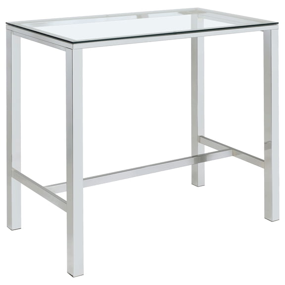 Tolbert Rectangular 47-inch Glass Top Pub Bar Table Chrome