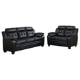 thumbnail image 1 of Finley 2-piece Upholstered Padded Arm Tufted Sofa Set Black, 1 of 12