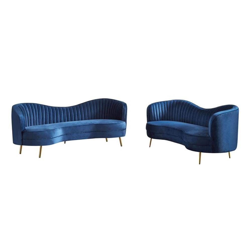 Coaster Company Glam Velvet Living Room Furniture Set, Blue