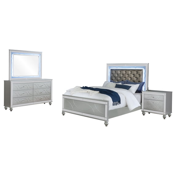 Gunnison 4-piece Queen Bedroom Set Silver Metallic