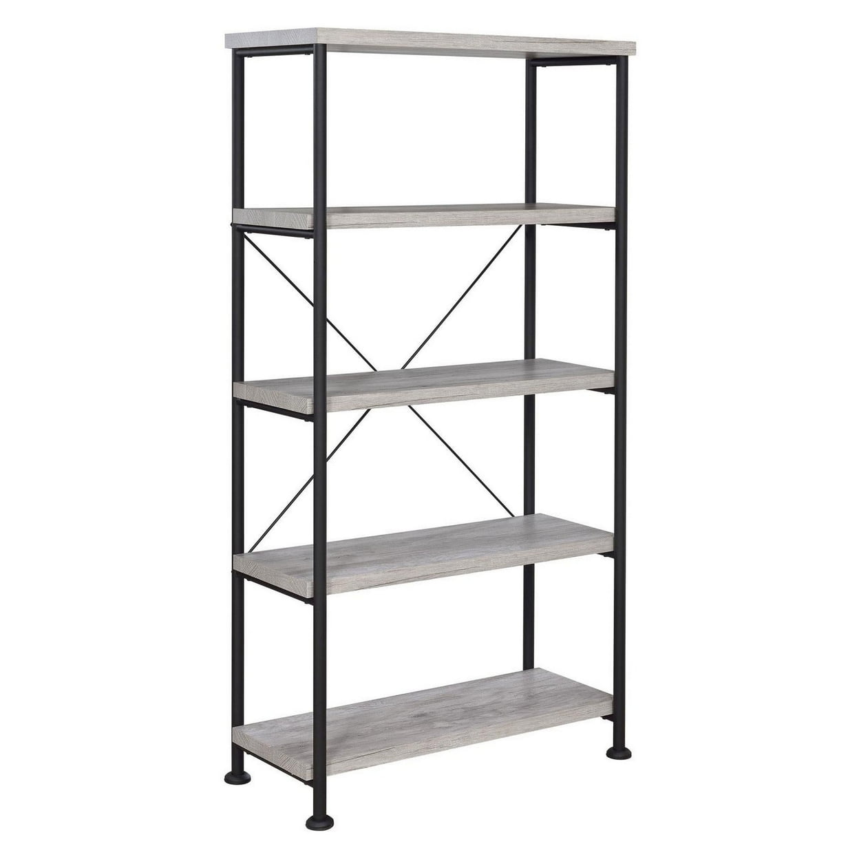 Analiese Gray Driftwood and Black 4-Shelf Bookcase