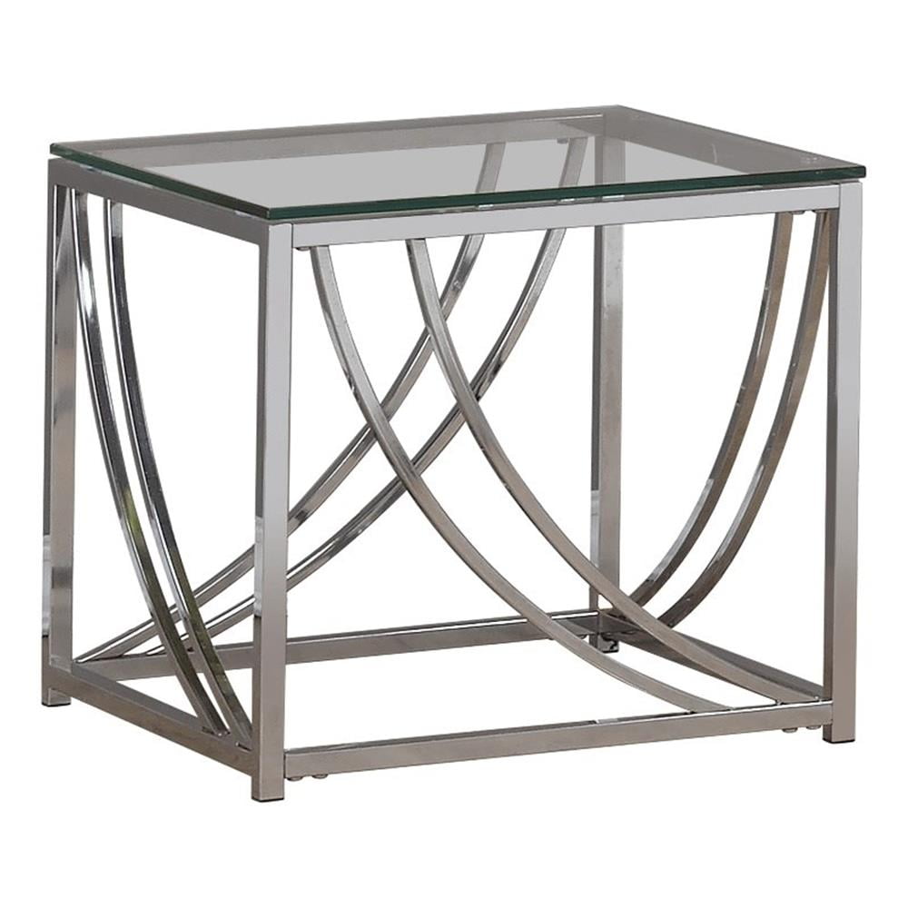 Elegant Chrome Square Glass-Top End Table