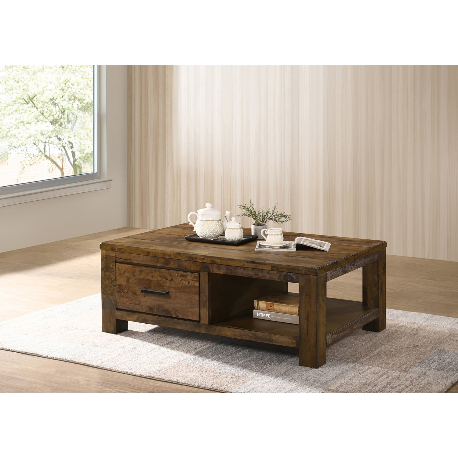 Coaster Company Leaton Rustic Metal Coffee Table, Rustic Golden Brown/Black