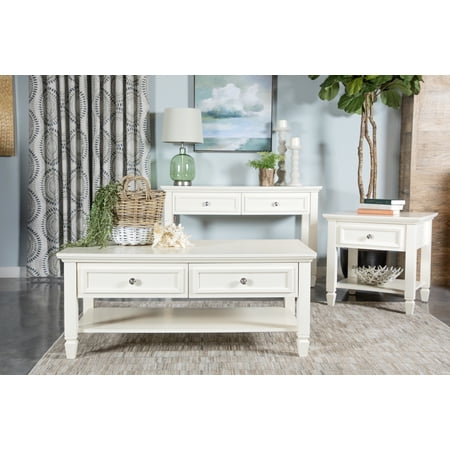 Square 1-drawer End Table with Lower Shelf White