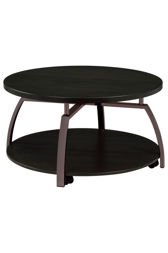 Dacre Round Engineered Wood Top Coffee Table Dark Charcoal