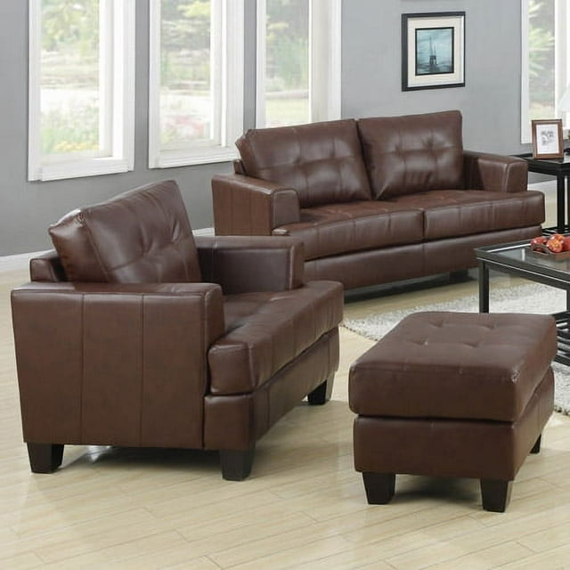 Coaster Company Samuel Bonded Leather Loveseat, Brown