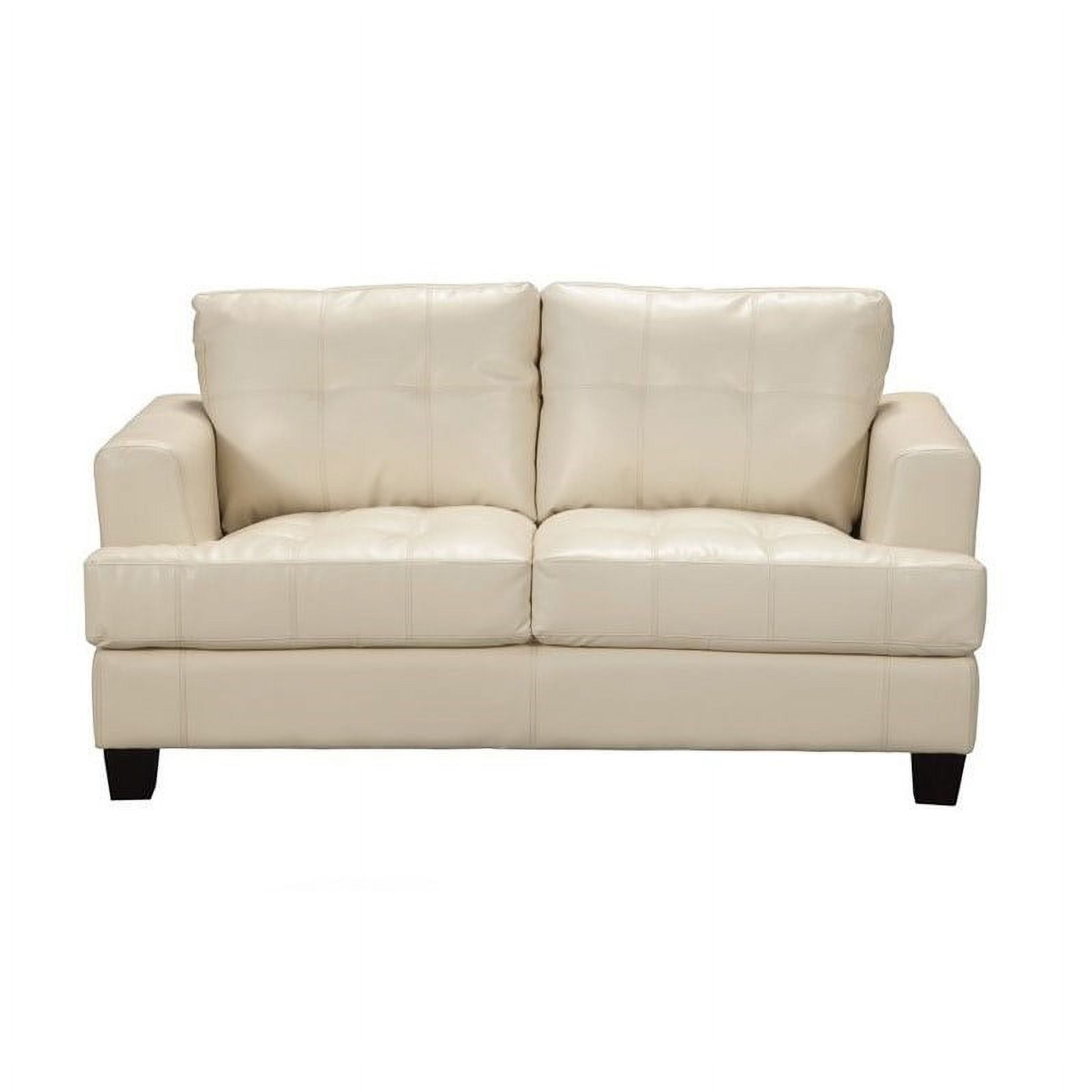 Coaster Company Samuel Bonded Leather Loveseat, Cream