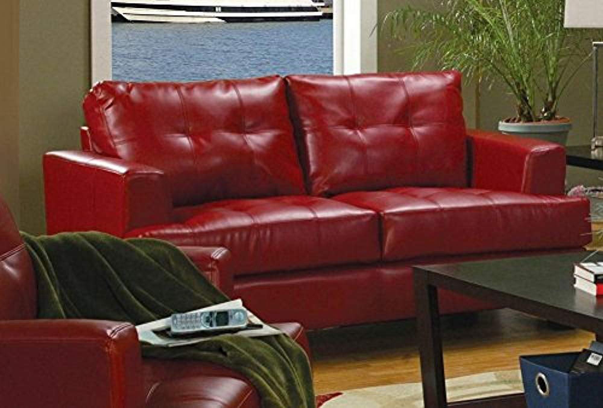 Coaster Company Samuel Bonded Leather Loveseat, Red