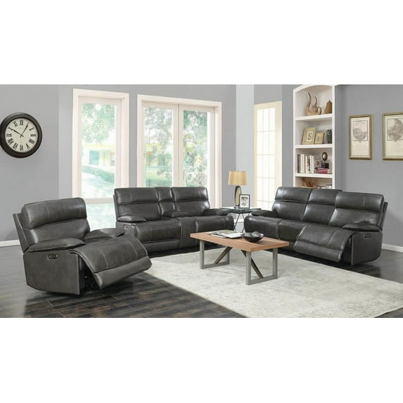 Coaster Company Stanford Collection Bluetooth Power Reclining Sofa with Remote Control, Charcoal