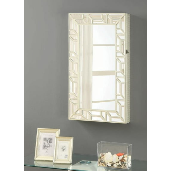 Coaster Company Wall Mounted Jewelry Cheval Mirror, Champagne