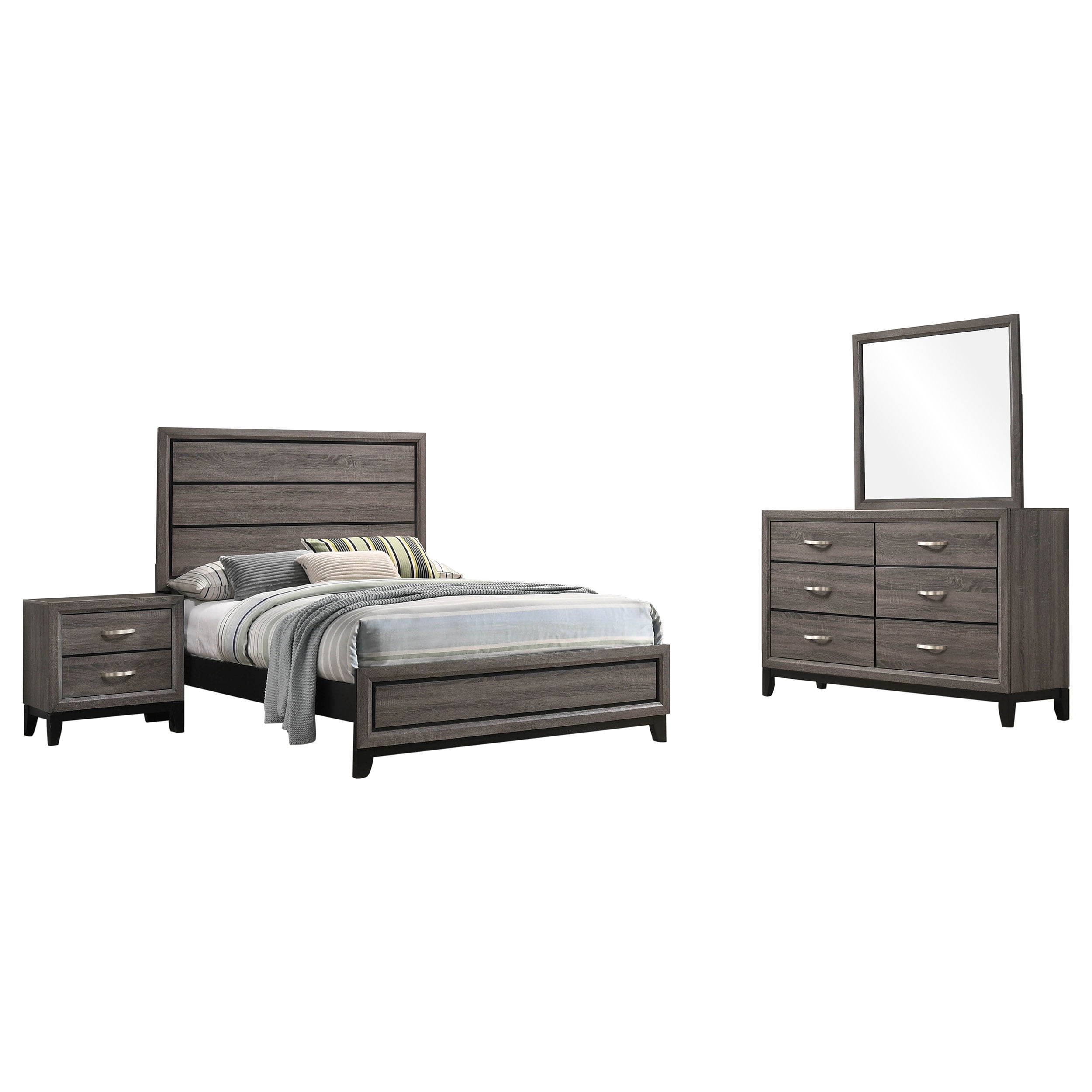 Coaster Watson 4-Piece 56" Wood Full Bedroom Set in Gray Oak