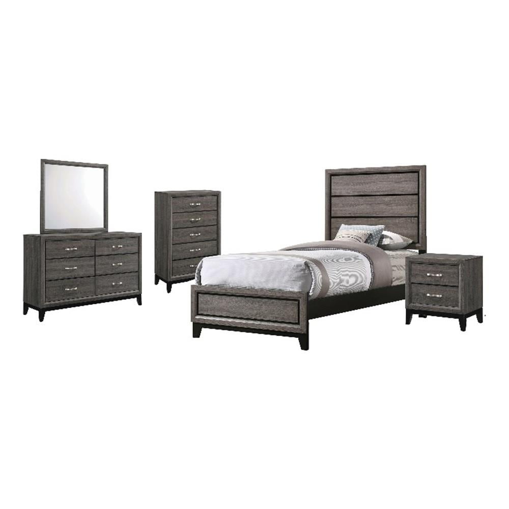 Watson 5-Piece Twin Bedroom Set in Gray Oak and Black