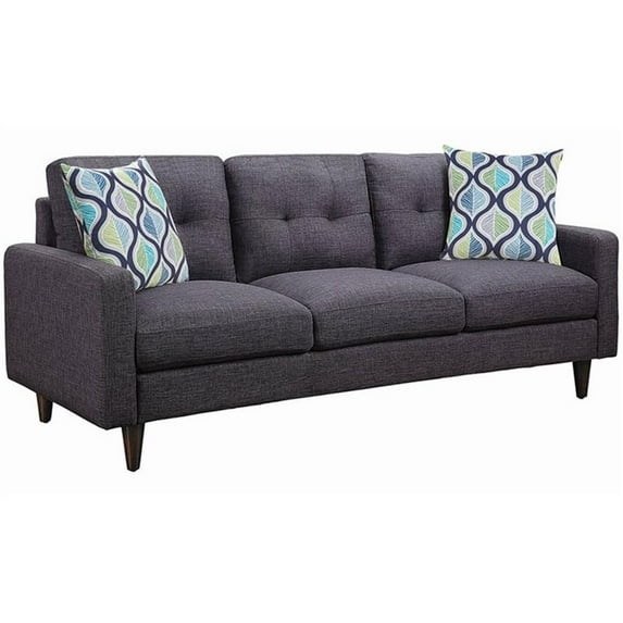Coaster Company Watsonville Tufted Back Sofa Linen-like Fabric with Accent Pillows, Grey