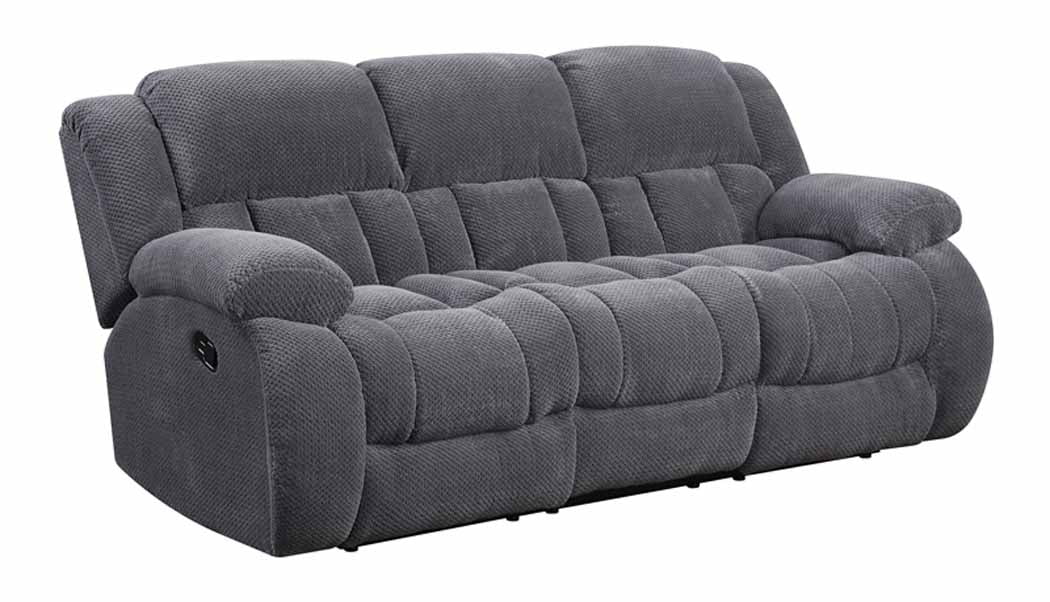 Charcoal Gray Microfiber Reclining Sofa with Pillow-Top Arms