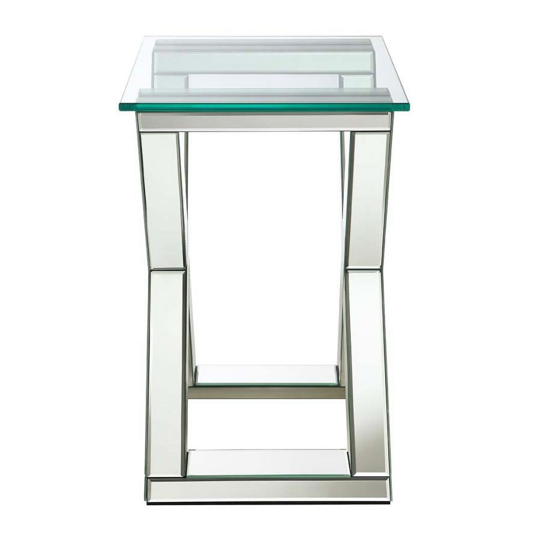 Silver Mirrored Rectangular Glass Top End Table