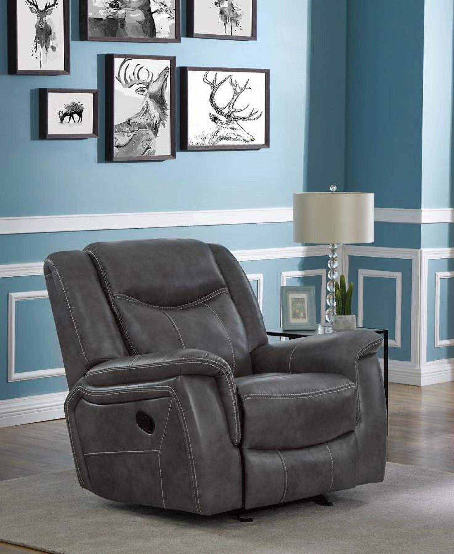 Gray Faux Leather Glider Recliner with Lift