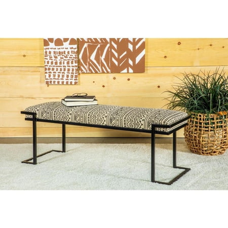 Coaster Contemporary Fabric Upholstered Accent Bench in Black