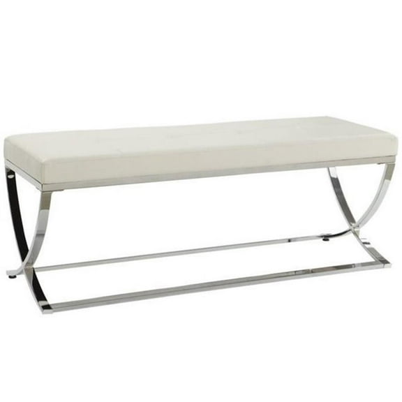 Coaster Co. of America Walton Bench with Metal Base White and Chrome