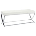 thumbnail image 1 of Walton Leatherette Upholstered Tufted Accent Bench White, 1 of 5
