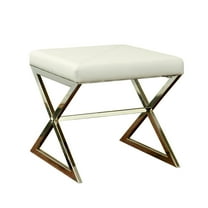 Rita X-cross Square Ottoman White and Chrome