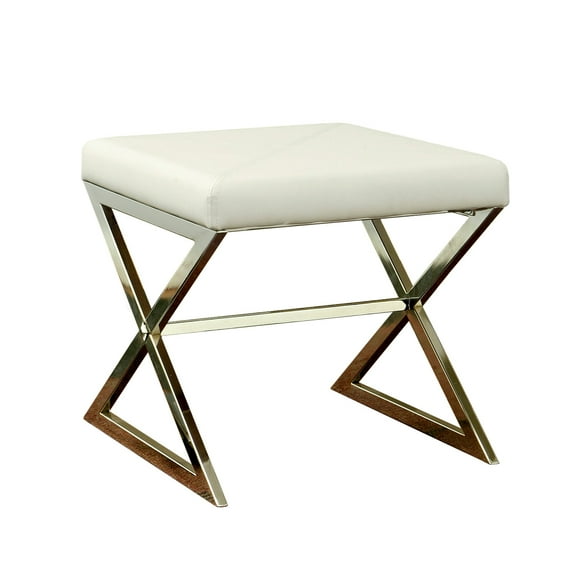 Rita X-cross Square Ottoman White and Chrome