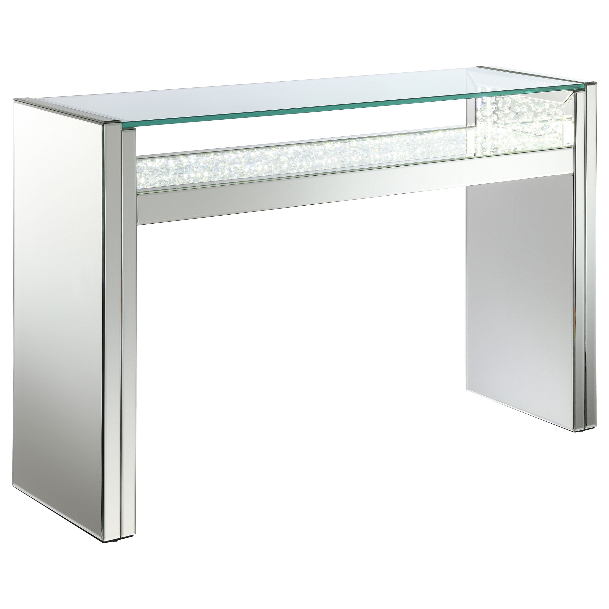 Edna Mirrored Console Table LED Lighting Silver - Walmart.com