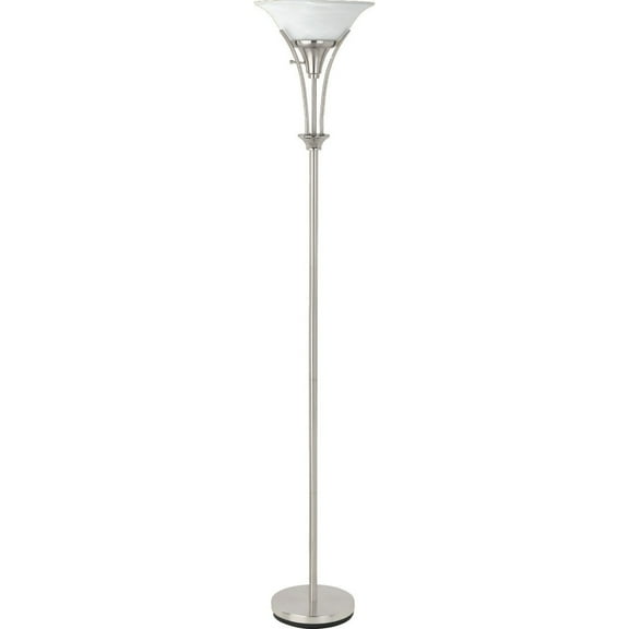 Archie 71-inch Frosted Torchiere Floor Lamp Brushed Steel