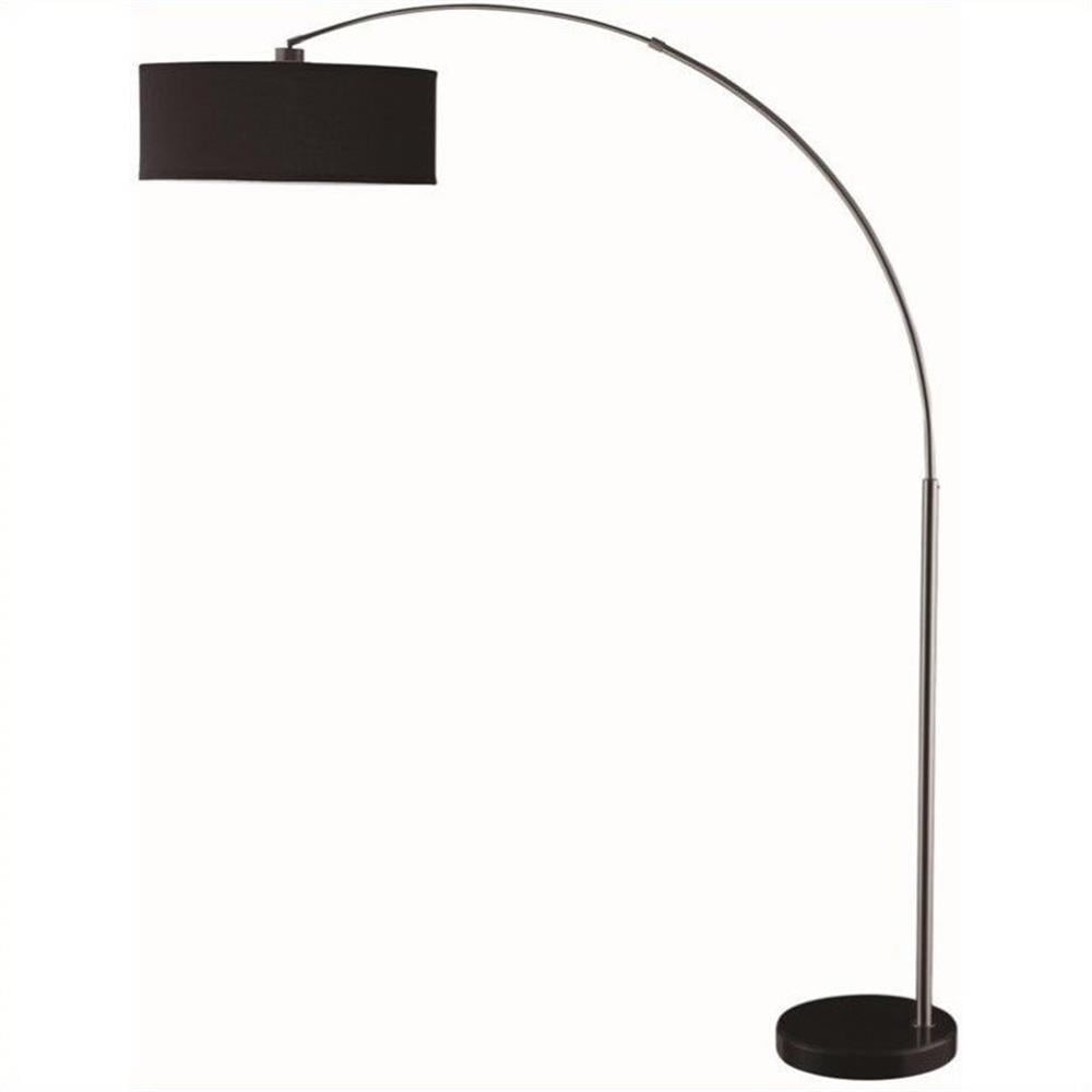 Contemporary Black Chrome Arc Floor Lamp with Circular Shade