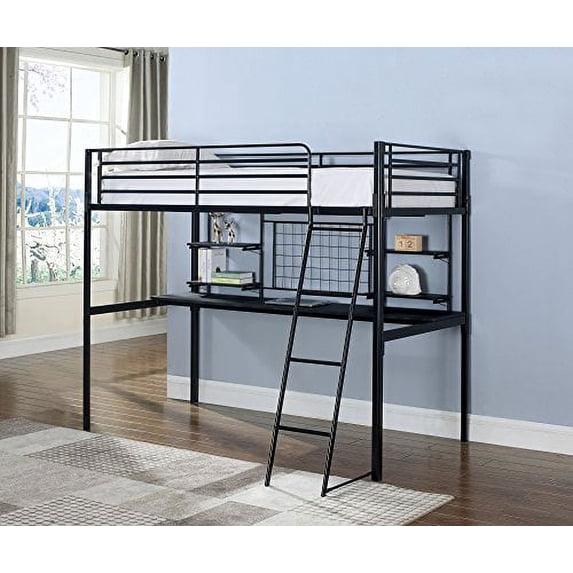 Coaster Contemporary Metal Twin Loft Bunk Bed With Black Finish 460473T