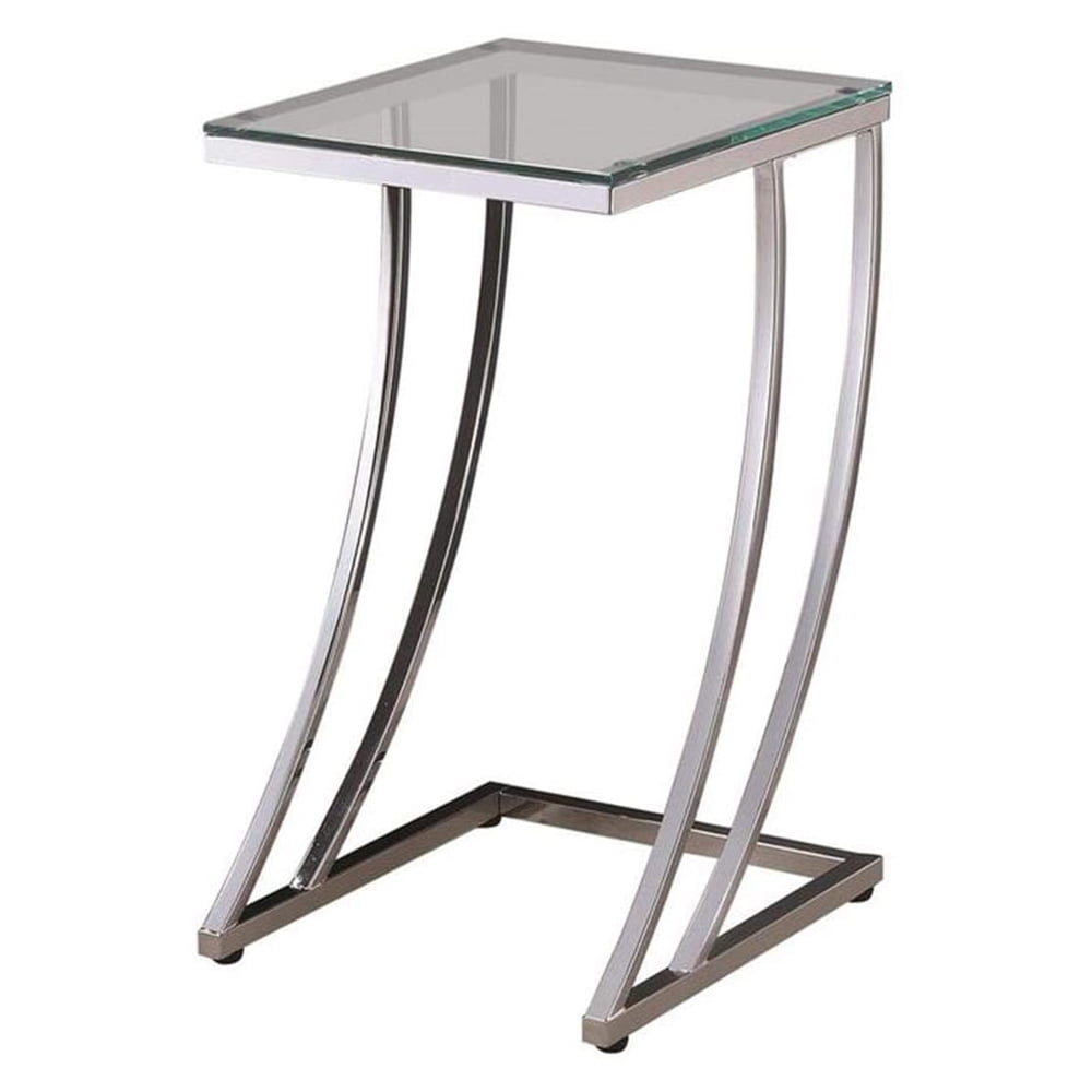 Cayden Contemporary Chrome and Clear Glass Accent Table