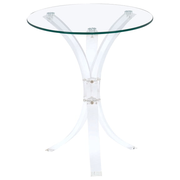 Coaster Laning Round Glass Top Acrylic Side Table, Clear