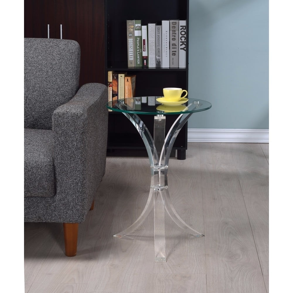 Contemporary 18'' White Round Acrylic Accent Table