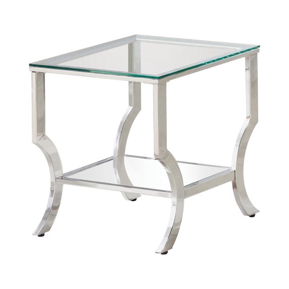 Open Box Coaster Contemporary Square Glass Top 1-Shelf End Table in Chrome