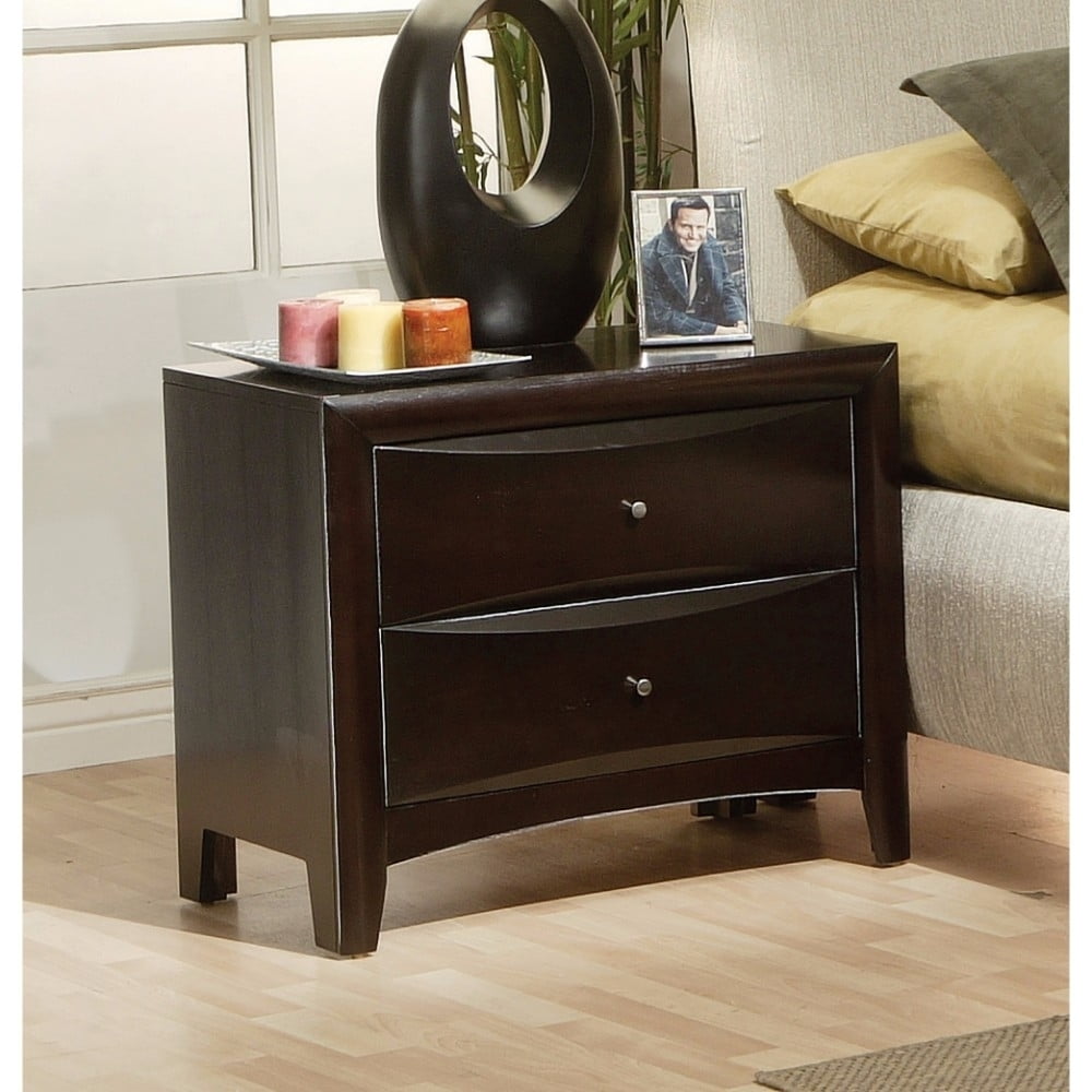 Transitional Brown 2-Drawer Wooden Nightstand