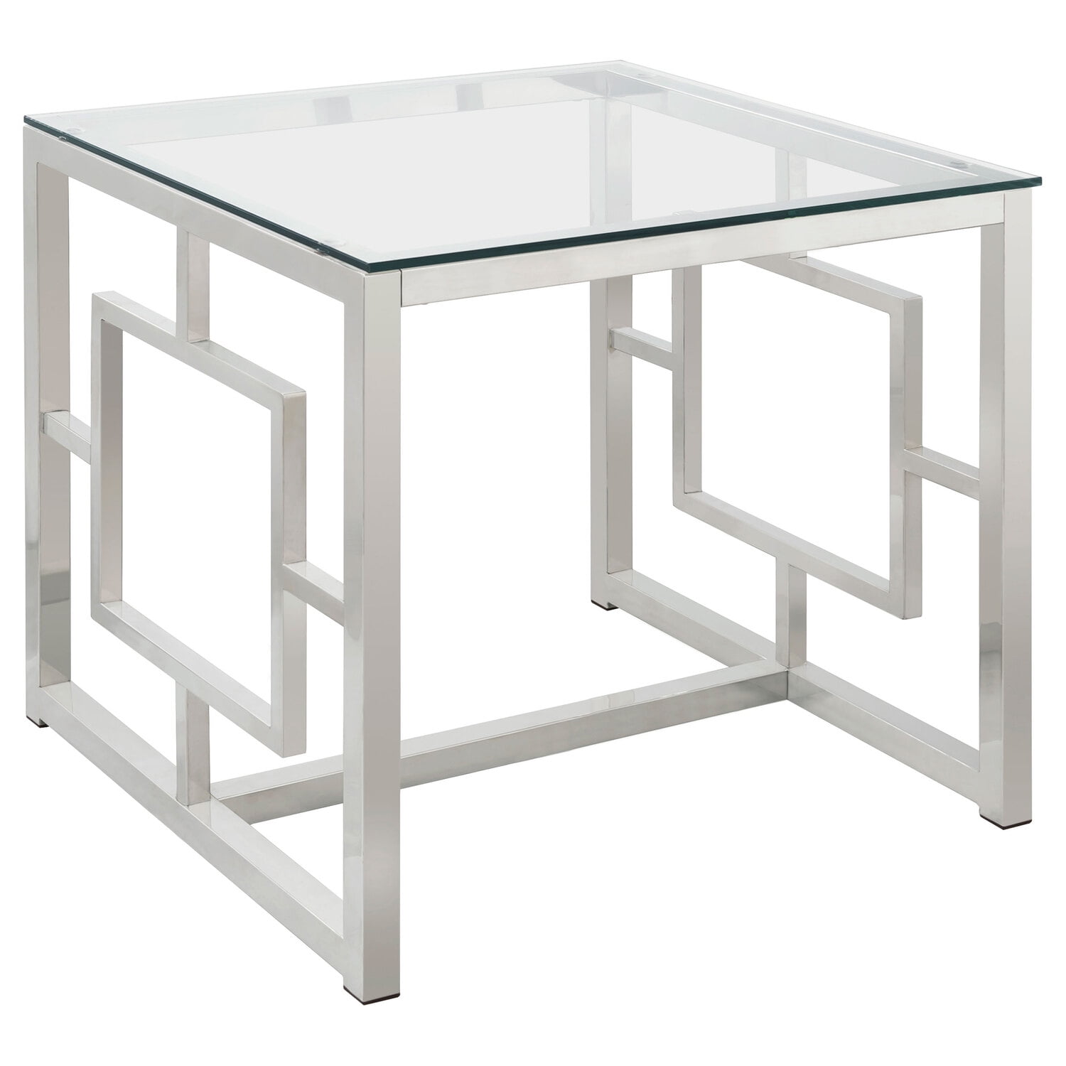 Nickel Square End Table with Glass Top