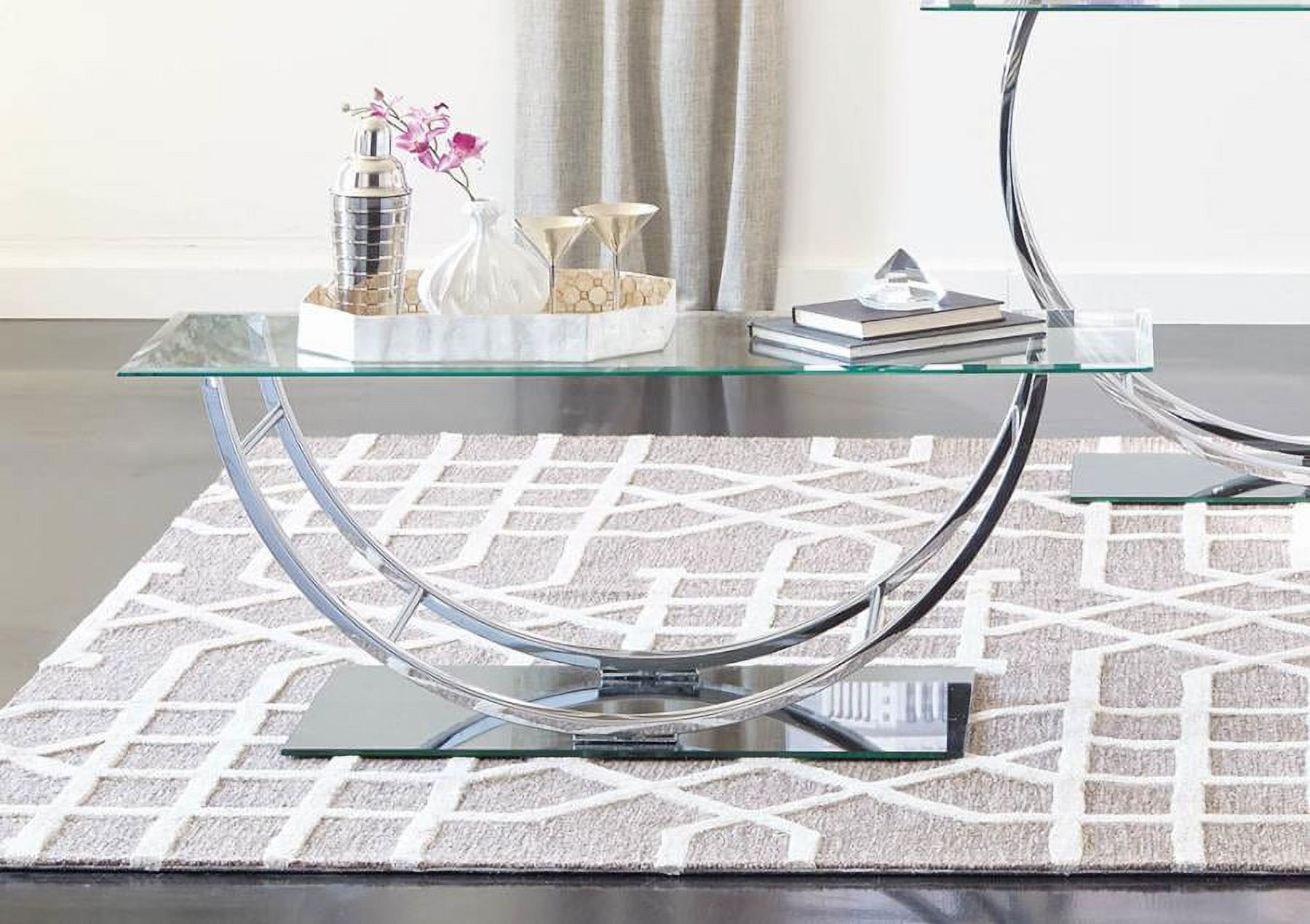 Coaster Contemporary U-Shaped Glass Top Coffee Table in Chrome - image 1 of 4