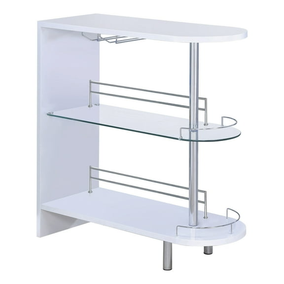 Adolfo Rectangular 2-tier Home Bar Table White High Gloss