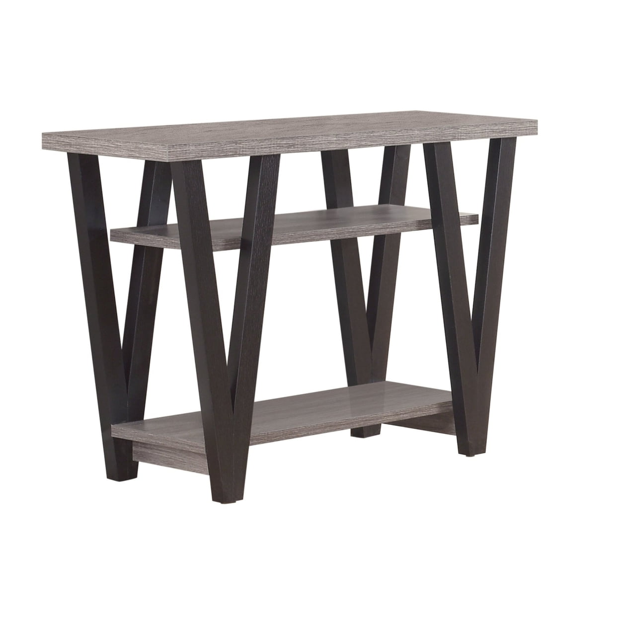 Black and Gray Rectangular Wood Sofa Table with Storage