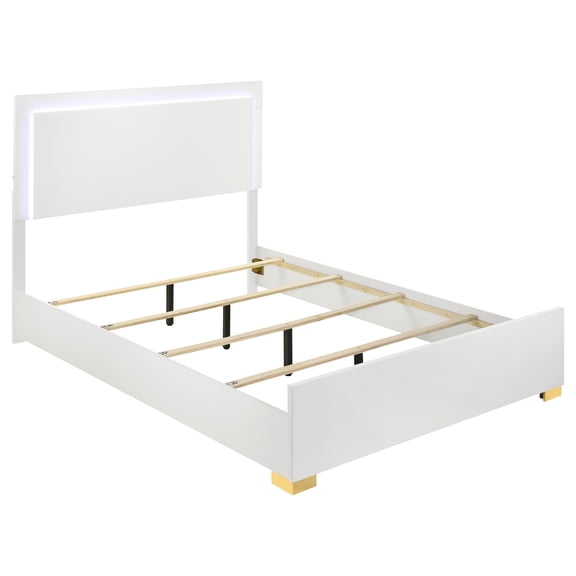 Marceline Wood Queen LED Panel Bed White
