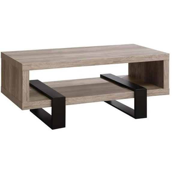 Coaster Contemporary Wood Rectangular Coffee Table with Shelf in Gray