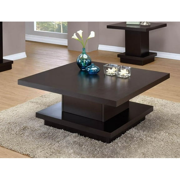 Reston Square Engineered Wood Coffee Table with Casters Cappuccino