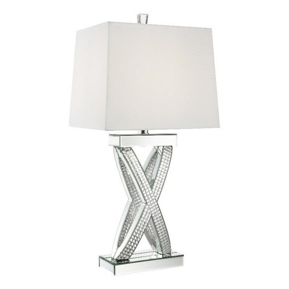 Coaster Contemporary Wood Table Lamp with Rectangle Shade in Mirrored