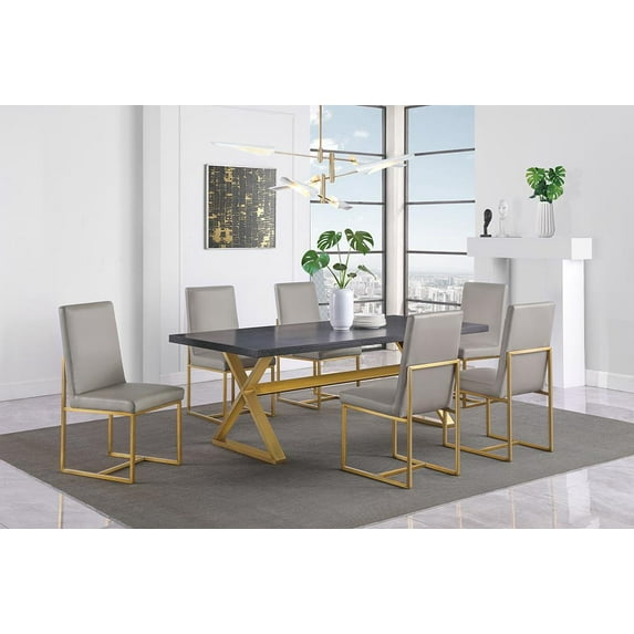 Conway 5-piece Rectangular Dining Set Dark Walnut and Aged Gold