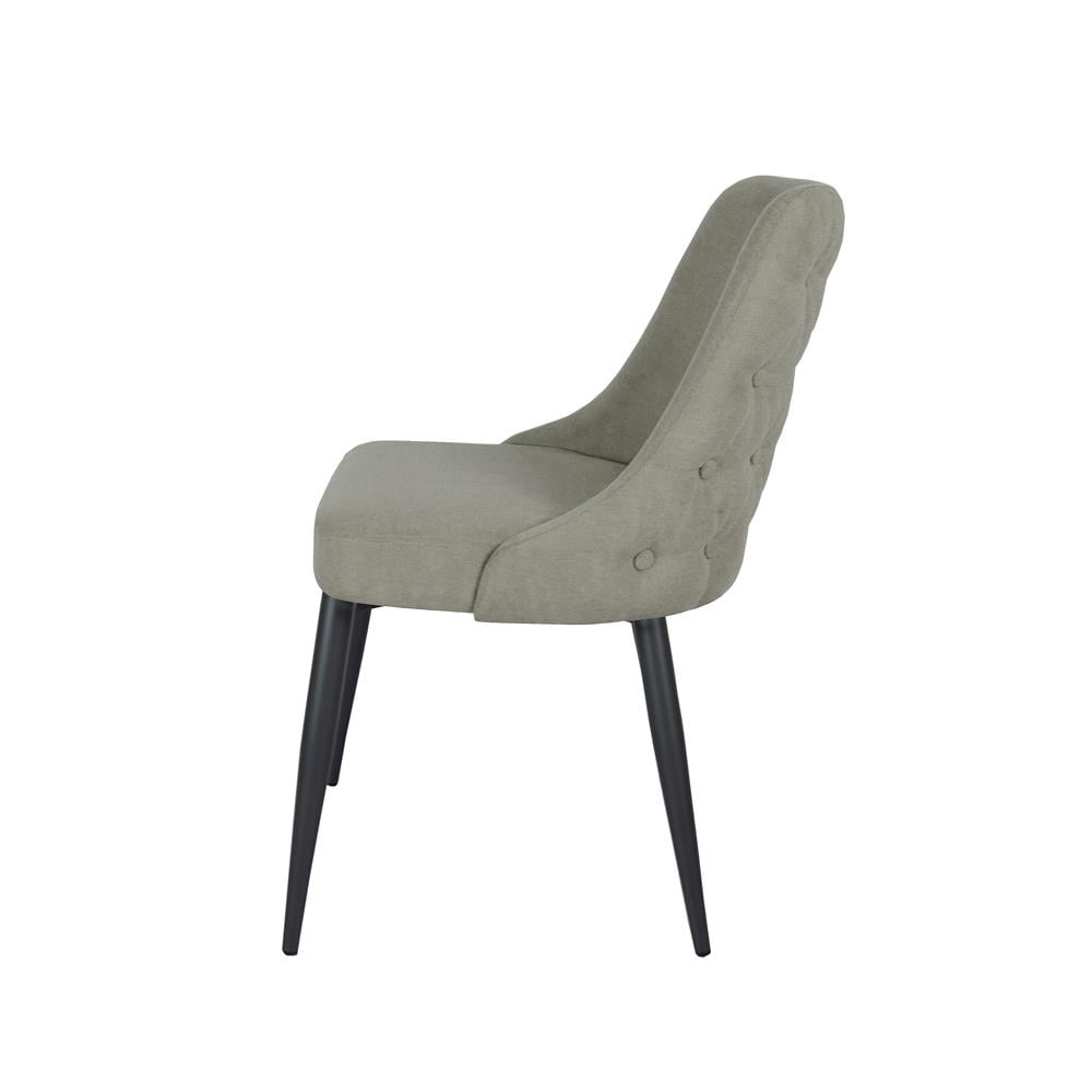 Gray Microfiber Upholstered Side Chair with Wood Legs