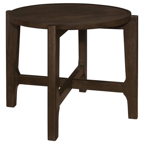 Coaster Cota Round Solid Wood End Table, Dark Brown