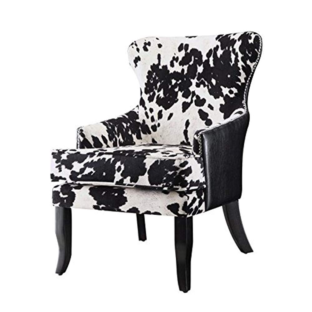 Black and White Cowhide Print Microfiber Accent Chair