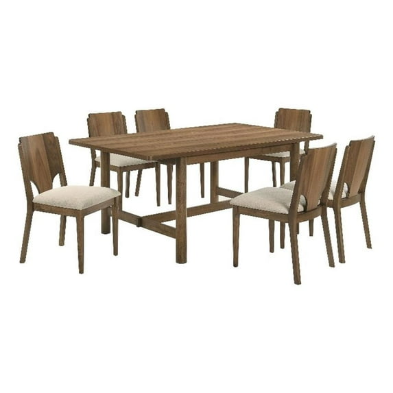 Coaster Crestmore 7-Piece 71-inch Rectangular Wood Dining Table Set in Walnut